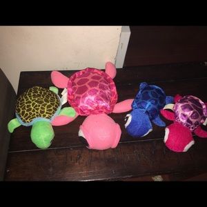 4 Stuffed animal sea turtles